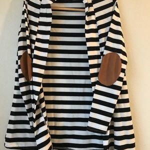 Open cardigan with suede elbow patches